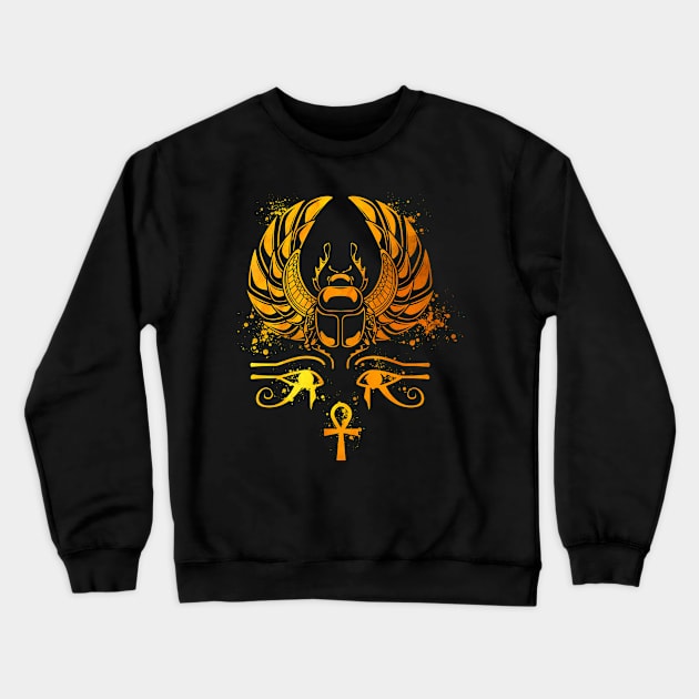 Chepre beetle with glyphs - Egyptian scarab Crewneck Sweatshirt by Modern Medieval Design